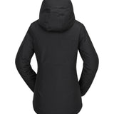 Volcom Women's Bolt Ins Jacket 2025 - A black jacket with a hood, featuring a zippered front and two side pockets.