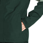 Volcom Women's Bolt Ins Jacket 2025 - A dark green jacket with a zippered chest pocket and adjustable cuffs.
