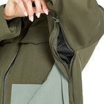 Volcom Women's Shiloh Snow Suit 2025 - Olive green snowsuit with black zipper and two front pockets.