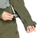 Volcom Women's Shiloh Snow Suit 2025 - Olive green snowsuit with black zipper and logo on chest.