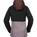 Volcom Women's Ashfield Pullover 2025 - A black and grey pullover with a hood, featuring a zippered front and two pockets on either side.