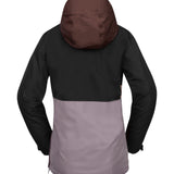 Volcom Women's Ashfield Pullover 2025 - A black and grey pullover with a hood, featuring a zippered front and two pockets on either side.