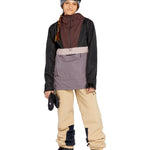 Volcom Women's Ashfield Pullover - A black, brown, and mauve-colored pullover with a hood.