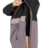 Volcom Women's Ashfield Pullover - A black, brown, and taupe-colored pullover with a hood.