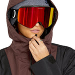 Volcom Women's Ashfield Pullover - A brown, hooded pullover with a zipper down the front and two zippered pockets on the side.