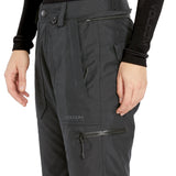 Volcom Women's Knox Insulated GORE-TEX Pant 2025 - A pair of black insulated ski pants with a zippered pocket on the thigh and a belt loop at the waist.
