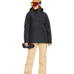 Volcom Women's Knox Insulated GORE-TEX Pant - A black insulated ski pant with a zippered pocket on the thigh and a logo patch on the left leg.
