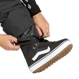 Volcom Women's Frochickie Insulated Pant - Black insulated snow pants with a subtle white pattern on the left leg.