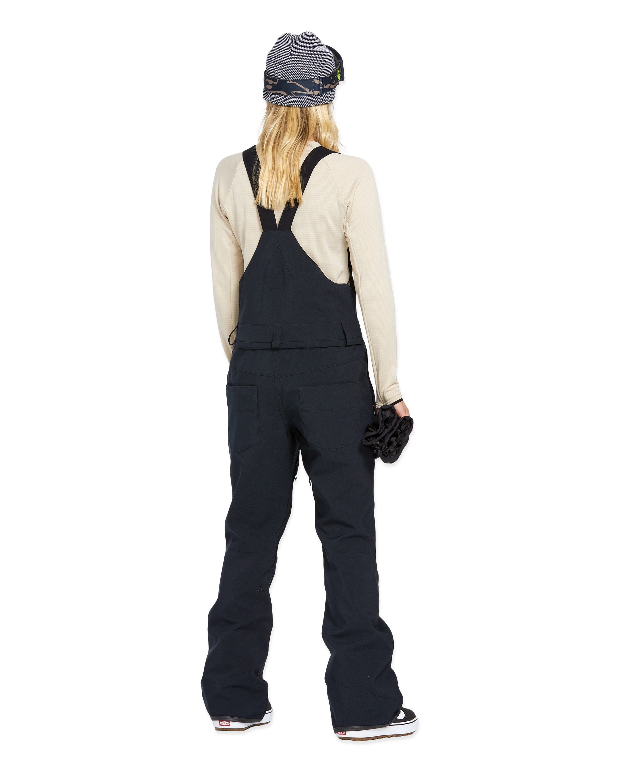 Volcom Women's Swift Bib Overall - Black bib overalls with a zip fly and two front pockets.