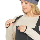 Volcom Women's Swift Bib Overall - A black bib overall with a zippered fly and adjustable straps.