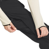 Volcom Women's Swift Bib Overall - Black bib overall with white logo on left thigh and black drawstring waistband.