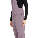 Volcom Women's Swift Bib Overall - A pair of bib overalls in a solid black color with adjustable straps and multiple pockets.