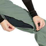 Volcom Women's Swift Bib Overall - A sage green bib overall with a zippered fly and two front pockets.