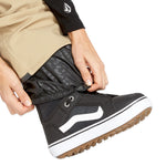 Volcom Women's Swift Bib Overall - A black bib overall with a subtle leopard print pattern on the fabric.