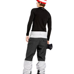 Volcom Women's Stone Mica 20K Pant - Black snow pants with a subtle white geometric pattern on the upper thigh area.