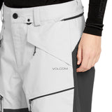 Volcom Women's Stone Mica 20K Pant 2025 - A pair of white ski pants with a black stripe down the side and black zippers.