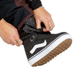 Volcom Women's Stone Mica 20K Pant - A pair of black snow pants with a subtle grey pattern and white accents on the side pockets.