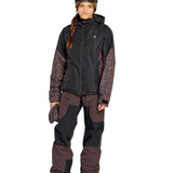 Volcom Women's Stone Mica 20K Pant - Black snow pants with a subtle leopard print pattern on the sides and back of legs.