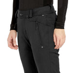 Volcom Women's Genus Stretch Pant 2025 - Black pants with a subtle white pattern on the side of the leg.