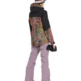 Volcom Women's Hallen Shell Pant 2025 - A black snow pant with a subtle leopard print pattern on the lower leg portion.