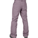 Volcom Women's Hallen Shell Pant 2025 - A pair of light purple snow pants with a zippered pocket on the back.