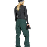 Volcom Women's Hallen Shell Pant 2025 - A black and white striped shell pant with a zippered pocket on the side.