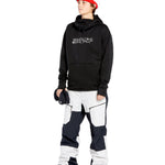 Volcom Women's Riding Hydro Hoodie 2025 - A black hoodie with a white logo on the chest and drawstrings hanging from the hood.