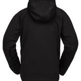 Volcom Women's Riding Hydro Hoodie 2025 - A black hoodie with a hood and drawstrings, featuring a small white logo on the left chest area.