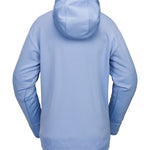 Volcom Women's Riding Hydro Hoodie 2025 - A light blue hoodie with a hood and drawstrings, featuring a small logo on the left chest area.