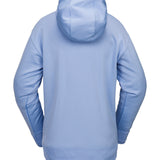 Volcom Women's Riding Hydro Hoodie 2025 - A light blue hoodie with a hood and drawstrings, featuring a small logo on the left chest area.