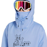 Volcom Women's Riding Hydro Hoodie 2025 - A light blue hoodie with a white and pink striped hood lining.