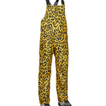 Airblaster Women's Hot Bib Shell 2025 - A pair of yellow and black leopard-print snow bibs with adjustable straps.