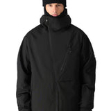 The 686 Hydra Thermagraph Jacket 2025 is black with an insulated hood and zippered pockets on both sides.