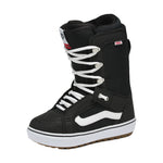 Vans Women's Hi-Standard OG Snowboard Boot 2025 - Black snowboard boots with white laces and a white logo on the side.
