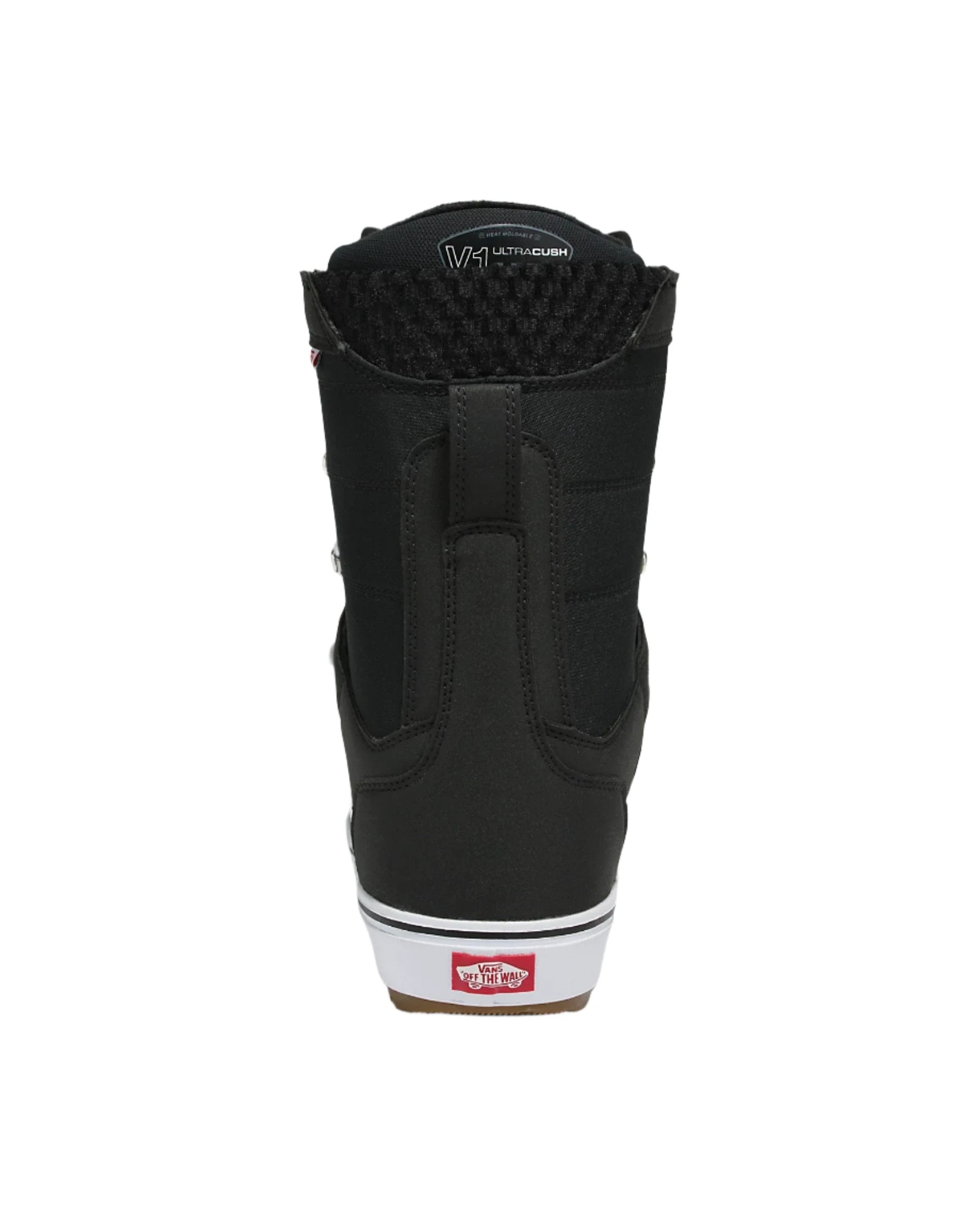 Vans Women's Hi-Standard OG Snowboard Boot 2025 - Black snowboard boot with white trim and silver buckles.