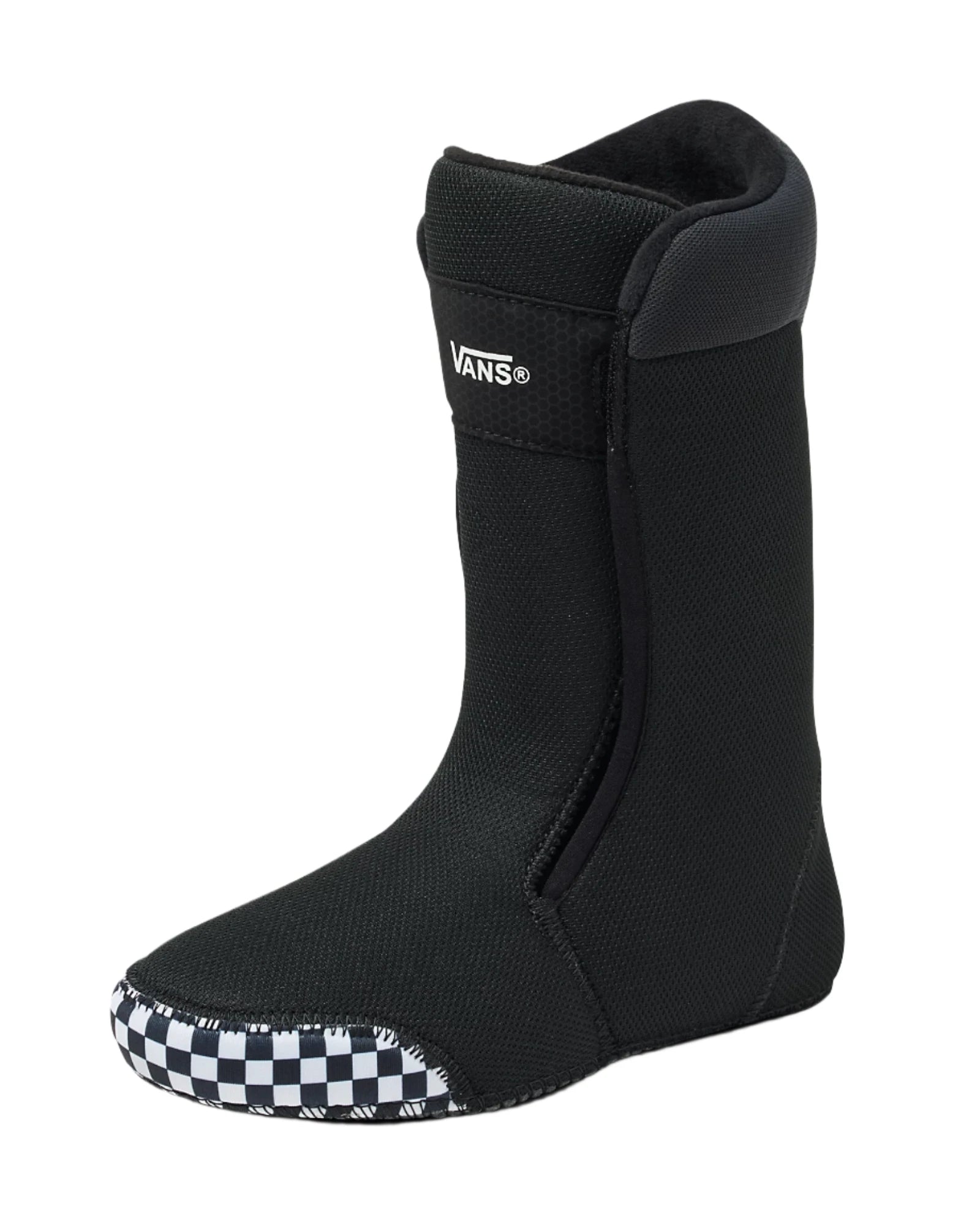 Vans Women's Hi-Standard OG Snowboard Boot 2025 - A black snowboard boot with a white checkered pattern on the toe cap.