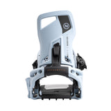 Nidecker Supermatic Snowboard Binding - A light blue snowboard binding with a black strap and silver screws.