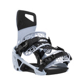 Nidecker Supermatic Snowboard Binding - A black snowboard binding with a white logo on the strap and a silver buckle.