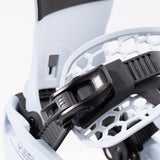Nidecker Supermatic Snowboard Binding - A black binding with a white logo on the strap, featuring a honeycomb pattern on the baseplate.