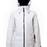 Women’s insulated hooded jacket, light color with black zipper and front pockets