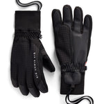 Black insulated gloves with gray grid pattern and wrist drawcord