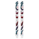 Two pairs of Salomon S/Lab QST Blank skis with red and blue designs on white background.