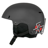 Sandbox Icon Snow MIPS Fit System Helmet 2025 - A black helmet with a red logo on the side and white lettering that reads "MIPS".