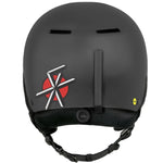 Sandbox Icon Snow MIPS Fit System Helmet 2025 - A black helmet with a red circle and white geometric design on the left side, featuring a MIPS sticker in the center of the back.