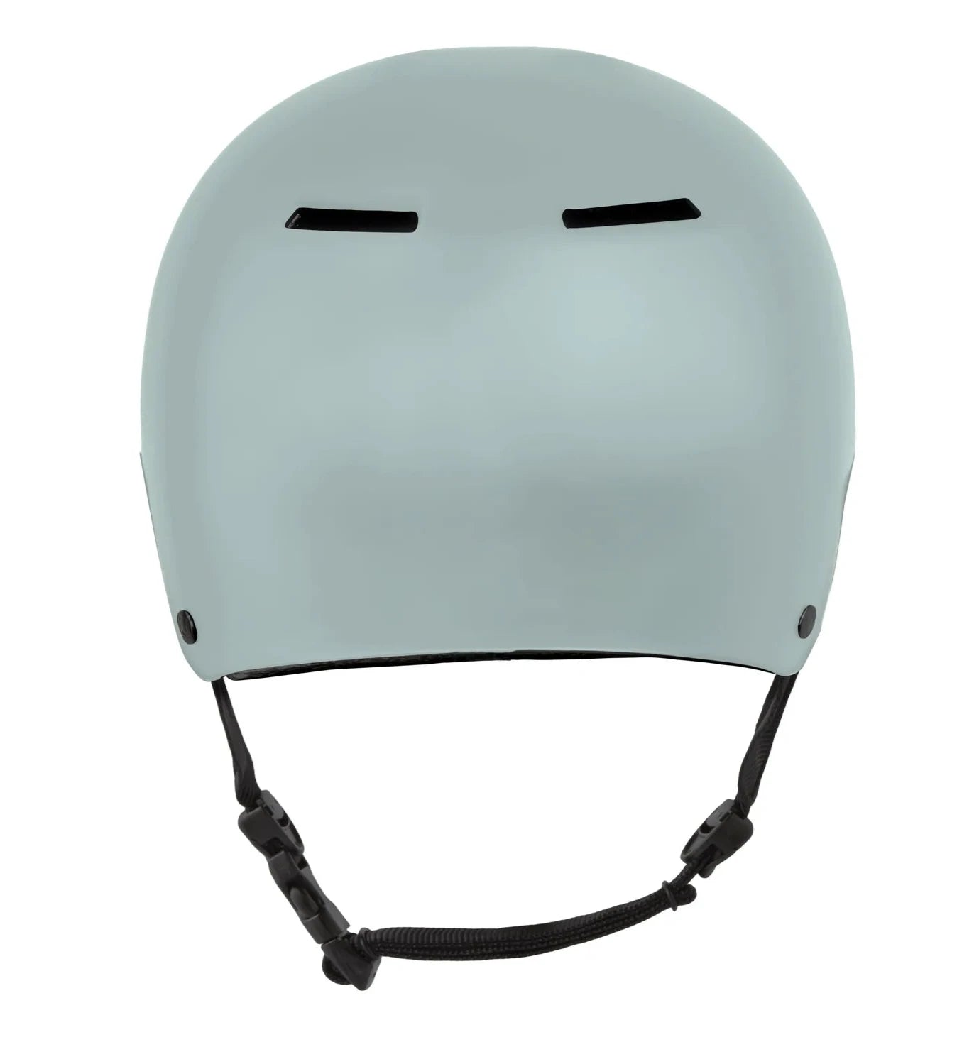 Sandbox Icon Brain Bucket Helmet 2025 - A light blue helmet with a black chin strap and ventilation holes on top.