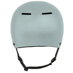 Sandbox Icon Brain Bucket Helmet 2025 - A light blue helmet with a black chin strap and ventilation holes on top.