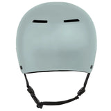 Sandbox Icon Brain Bucket Helmet 2025 - A light blue helmet with a black chin strap and ventilation holes on top.