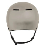 Sandbox Icon Brain Bucket Helmet 2025 - A white helmet with a black chin strap and ventilation holes on top.