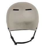 Sandbox Icon Brain Bucket Helmet 2025 - A white helmet with a black chin strap and ventilation holes on top.