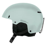 Sandbox Icon Snow Fit System Helmet 2025 - A white helmet with a black chin strap and ventilation holes on top.